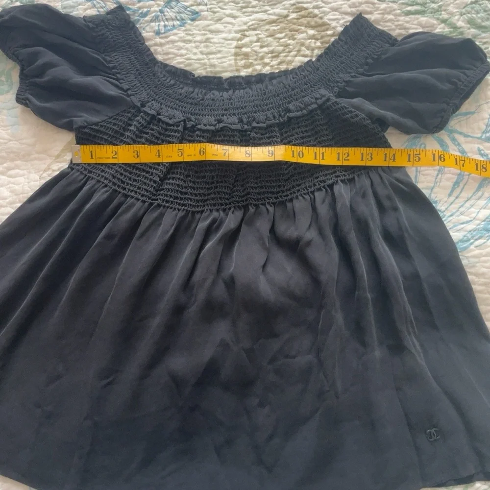 CHANEL Black Smocked Top